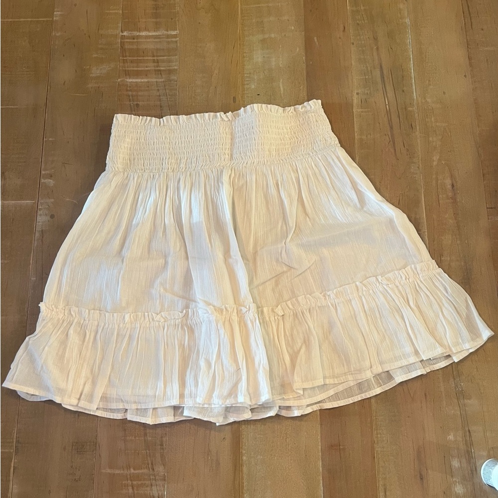 Urban Outfitters White Smocked Tiered Mini Skirt